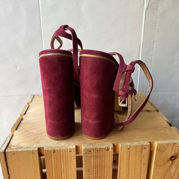 Free People size 40 (9.5US) Burgundy Remi Double Strap Suede Platform Shoes - Picture 5 of 10
